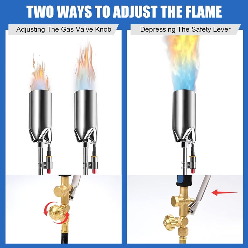 ARTFLAMM Portable Propane Torch Weed Burner Kit with Storage Bag, High Output BTUs Weed Torch with 10 FT Hose, Self Igniter Flame Torch for Campfires,Roofing,Melting Snow Ice - Image 5